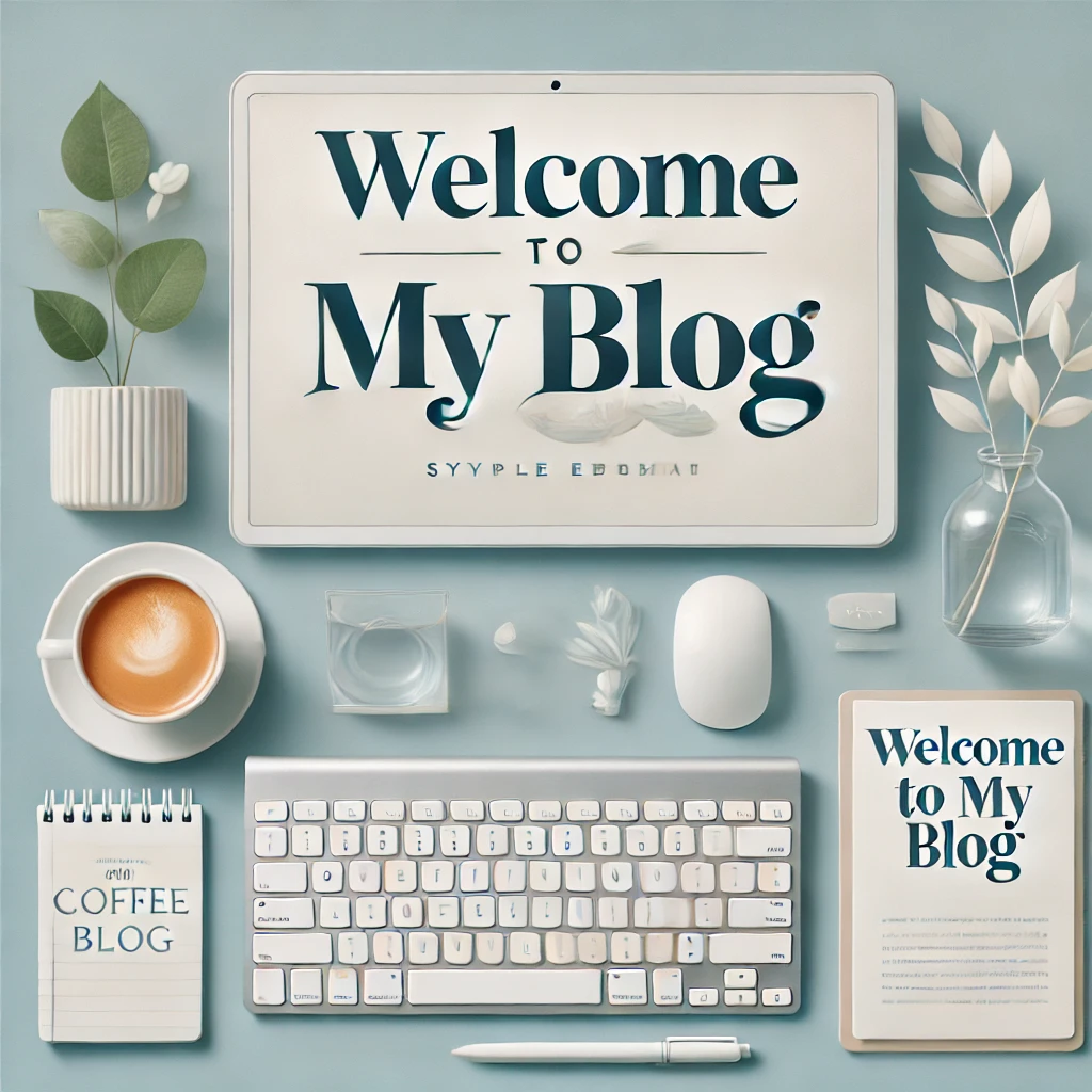 DALL·E 2024 10 05 13.46.03 A welcoming feature image for a personal blog showing a clean modern design with soft colors like light blue and white. The image includes elements