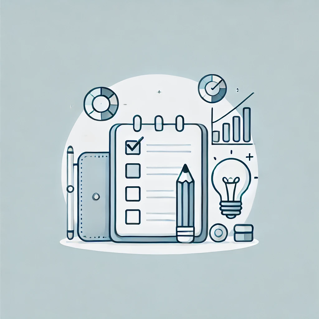 DALL·E 2024 10 12 11.02.12 A simple clean and professional featured image for a blog post about content strategy. The image should have a minimalistic design featuring icons